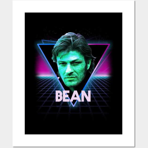 Sean Bean Retro 80s Neon Landscape Wall Art by Bevatron